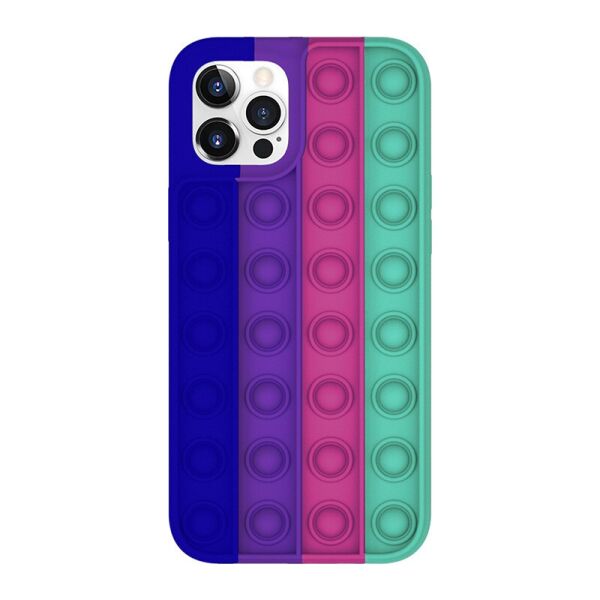 

Силиконовый чехол-антистресс pop it для телефона iPhone X кейс для телефона с пупыркой case синий