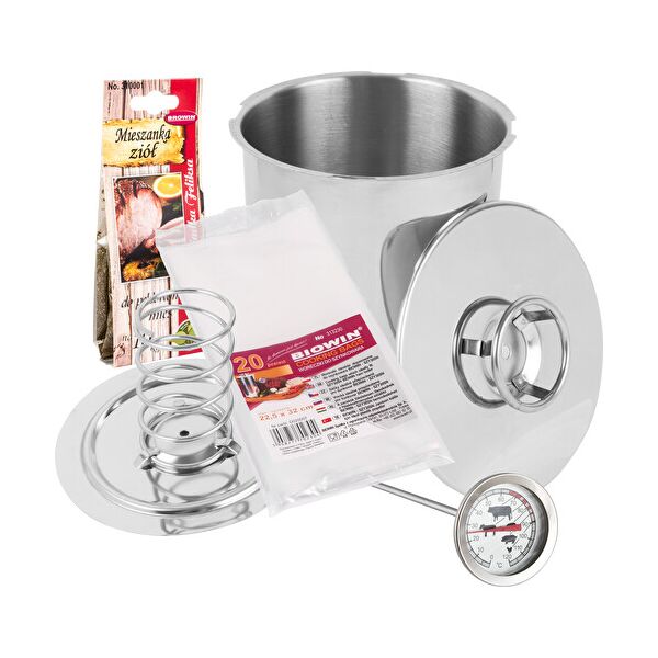 

Ветчинница Browin с термометром, пакетами и специями на 3 кг