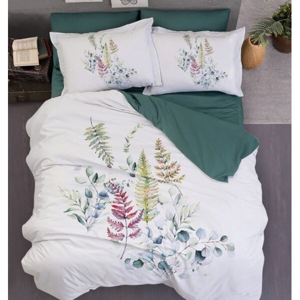 

Постельное белье First Choice. Digital Satin Hannah Oil Green-Евро