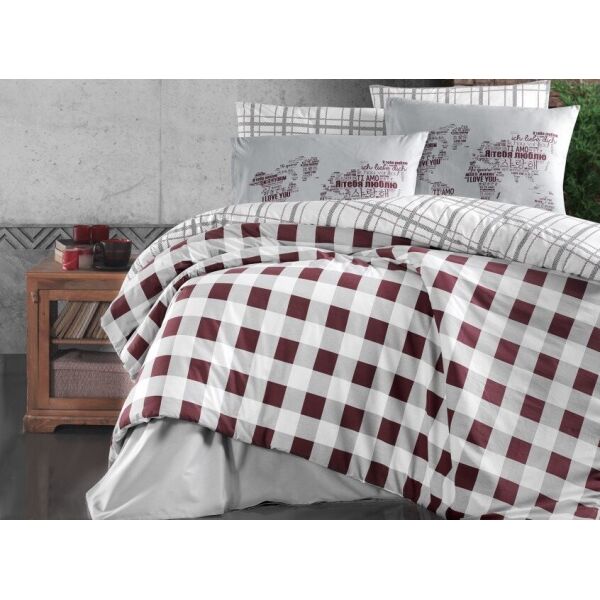 

Постельное белье First Choice. Ранфорс Edmon Dark Red-Евро