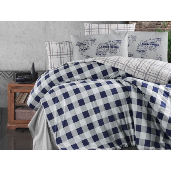 

Постельное белье First Choice. Ранфорс Edmon Navy Blue-Евро