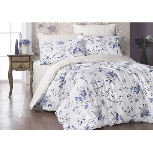 

Постельное белье First Choice. Satin Aqua series Eva navy blue-Евро