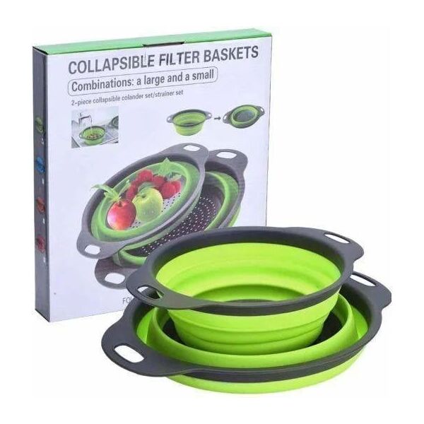 

Складной силиконовый друшлаг 2 в 1 большой и маленький Collapsible filter baskets