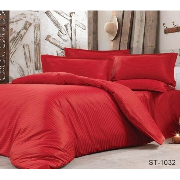 

Комплект постельного белья ТМ TAG страйп-сатин 100% хлопок 2 спальный Красный LUXURY ST-1032