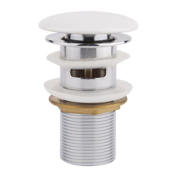 

Донный клапан для раковины Qtap F008-1 WHI с переливом, Белый