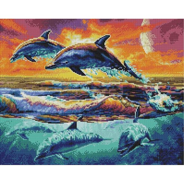 

Алмазная мозаика "Стая дельфинов" BrushMe 40x50см GF3382