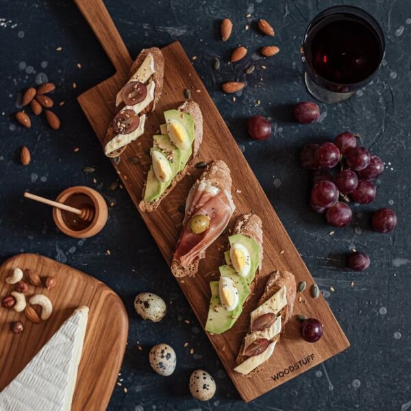 

Wooden Serving Board for Snack, Long Charcuterie board for Dinner