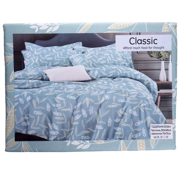 

Комплект постельного белья Евро Classic 200*230 Голубой, листья (06-18а)