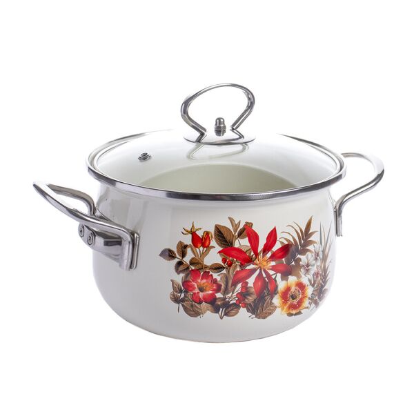 

Кастрюля Эмалированная 2L/18 см. А-Плюс 0970 цветы