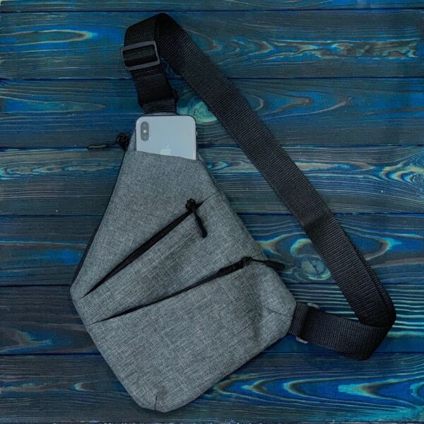 

Рюкзак-слинг-cумка-кобура-мессенджер / Мужская Сумка Crossbody за Плечо Серая