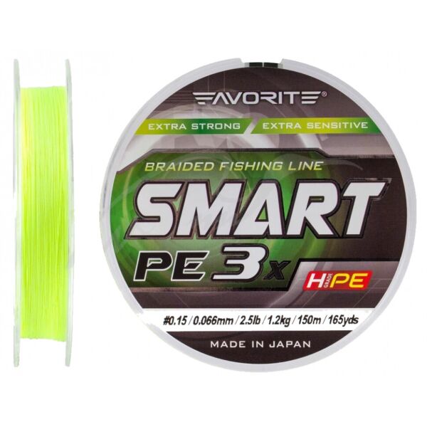 

Шнур Favorite Smart PE 3x 150м (fl.yellow) #0.3/0.09mm 6lb/2.9kg