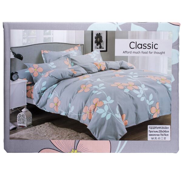 

Комплект постельного белья Двуспальный Classic 180*220 Синий, оранжевые цветы (06-17а)