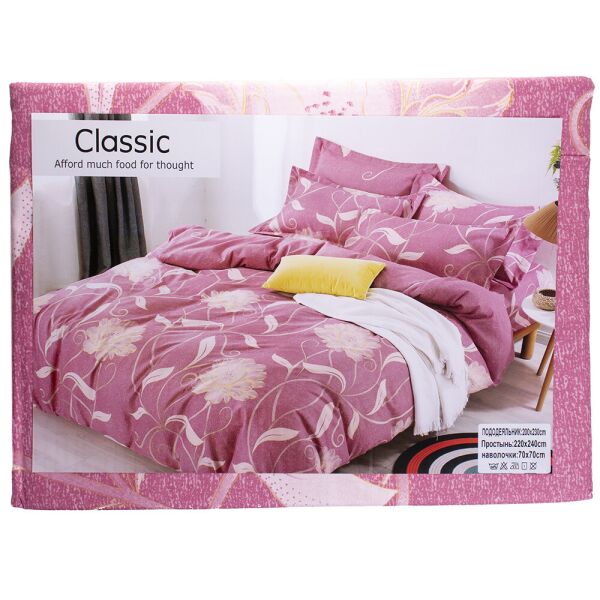

Комплект постельного белья Двуспальный Classic 180*220 Розовый, узор цветы (06-17а)