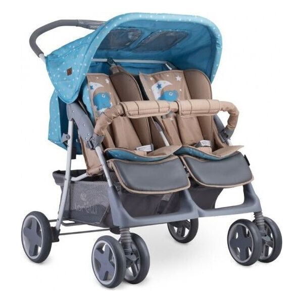 

Коляска для двойни Lorelli Twin BlueBeige Moon Bear