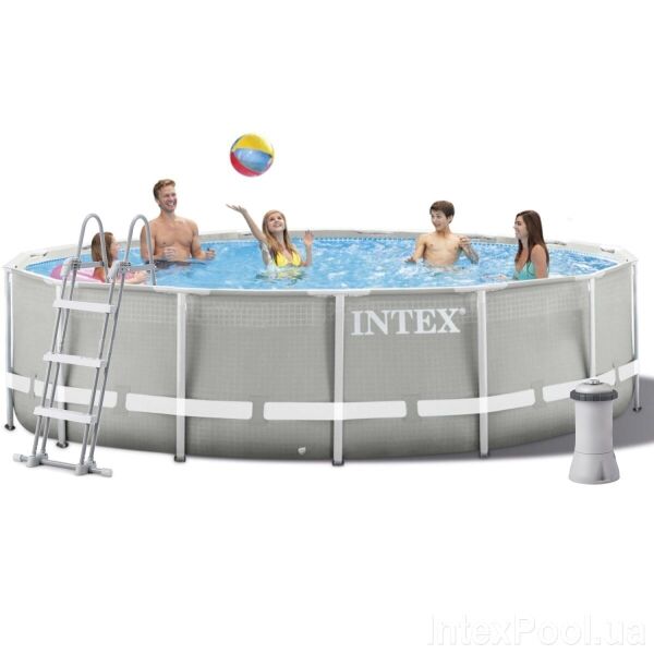 

Каркасный бассейн Intex 26720, 427х107 см (фильтр-насос, лестница, тент)