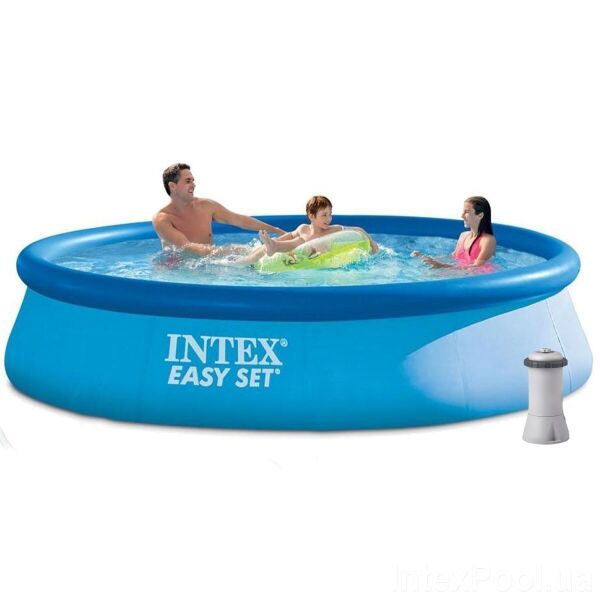 

Надувной бассейн Intex 28142 Easy Set, размеры 396x84см, емкость 7200л, с надувным кольцом