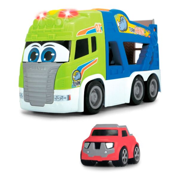 

Транспортер Хэппи. Скания с мягкой машинкой длина 42 см Dickie Toys BR86914