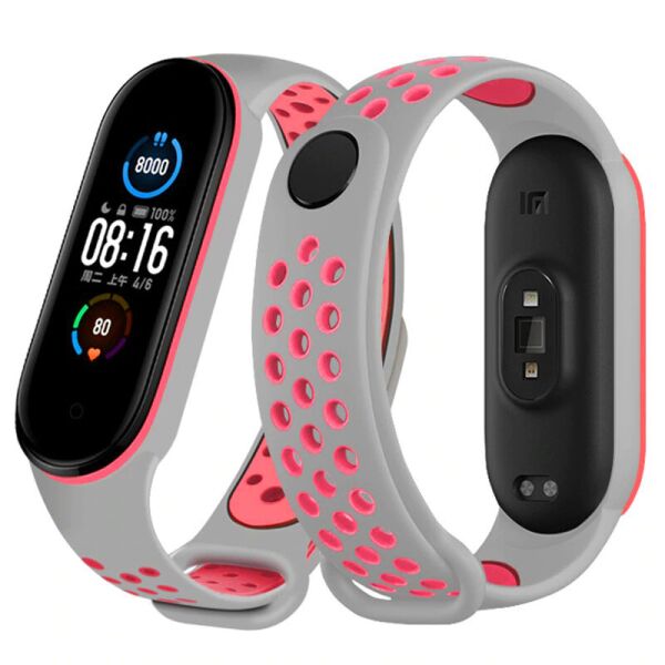 

Ремешок Double Color Metal Clasp для Xiaomi Mi Band 5 Grey-Rose