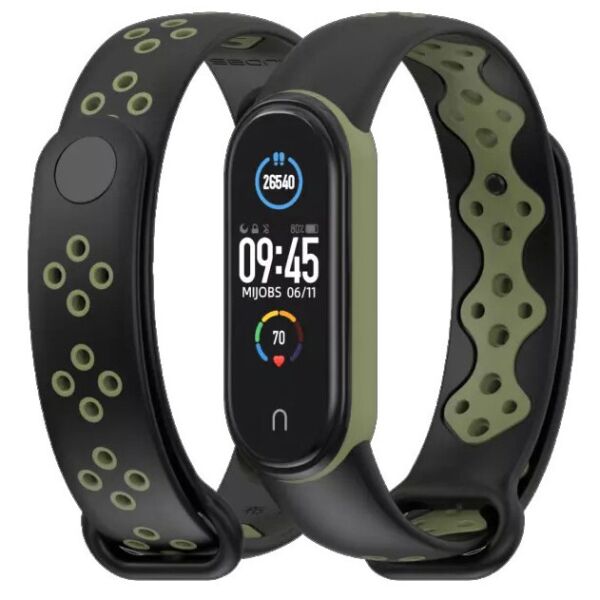 

Ремешок MiJobs Sport Style для Xiaomi Mi Band 5 Black Green