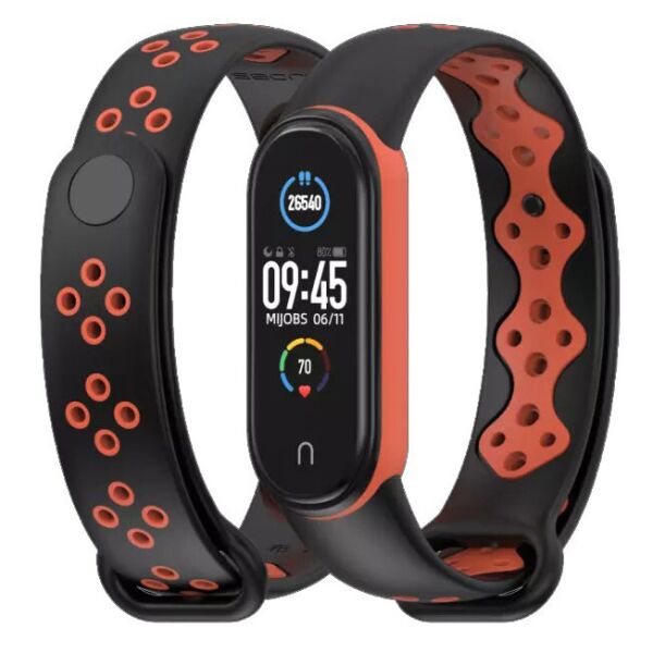 

Ремешок MiJobs Sport Style для Xiaomi Mi Band 5 Black Orange