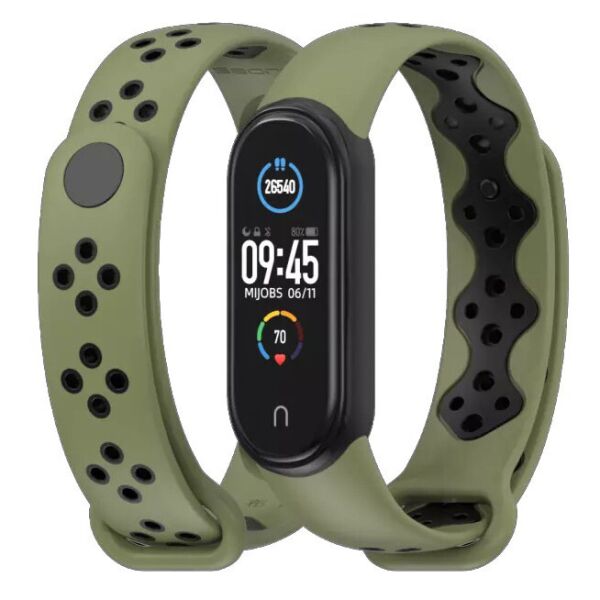 

Ремешок MiJobs Sport Style для Xiaomi Mi Band 5 Green Black