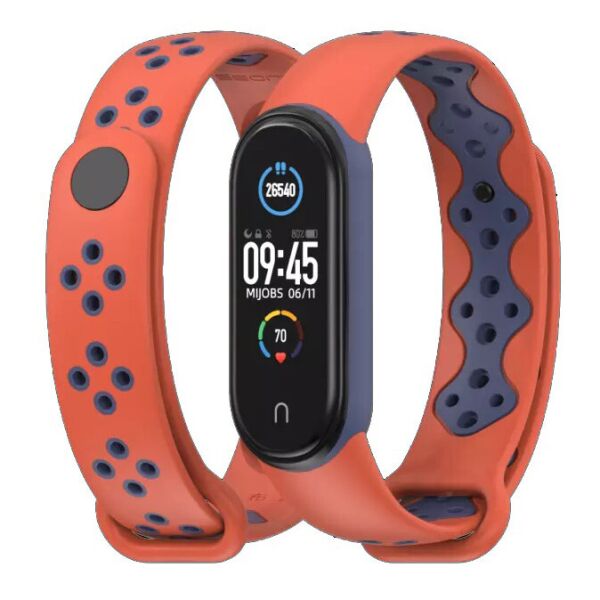 

Ремешок MiJobs Sport Style для Xiaomi Mi Band 5 Orange Blue