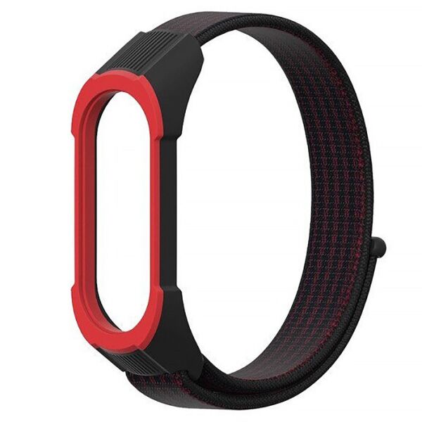 

Ремешок Colored Nylon Strap для Xiaomi Mi Band 3/4/5 Black Red