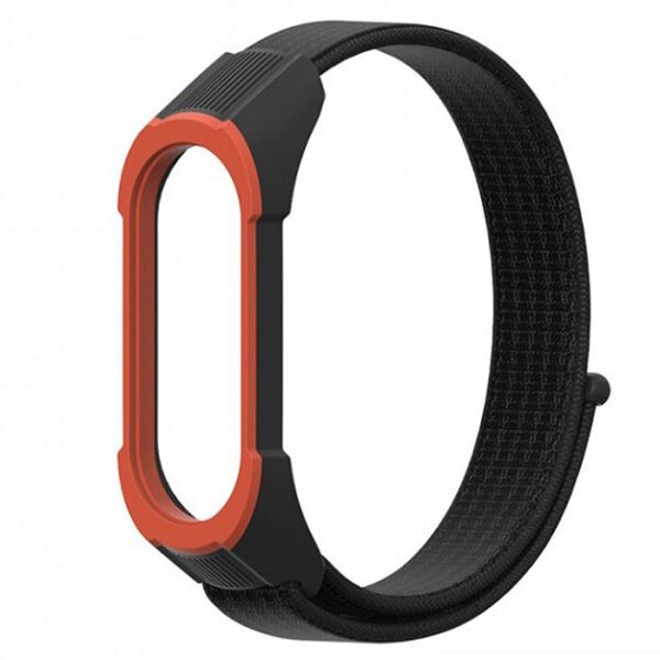 

Ремешок Colored Nylon Strap для Xiaomi Mi Band 3/4/5 Black Orange