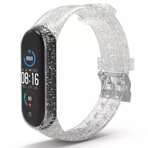 

Ремешок с блестками Glitter Strap для Xiaomi Mi Band 5 Silver