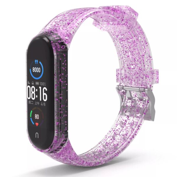 

Ремешок с блестками Glitter Strap для Xiaomi Mi Band 5 Rose