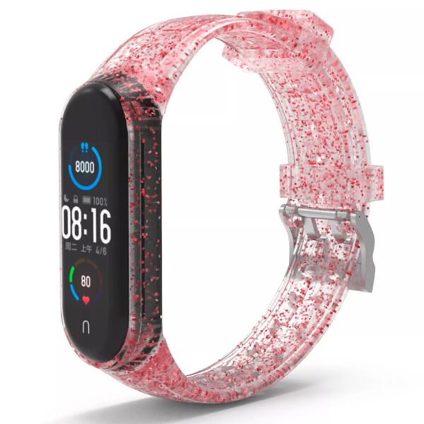 

Ремешок с блестками Glitter Strap для Xiaomi Mi Band 5 Red