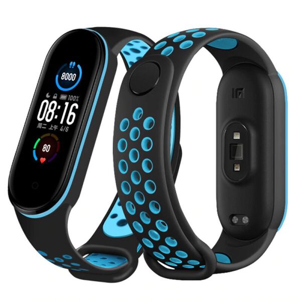

Ремешок Double Color Strap для Xiaomi Mi Band 5 Black-Blue