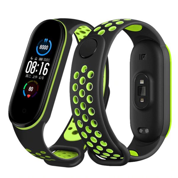 

Ремешок Double Color Strap для Xiaomi Mi Band 5 Black-Lime