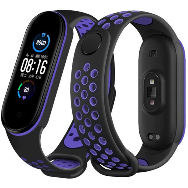 

Ремешок Double Color Strap для Xiaomi Mi Band 5 Black-Purple