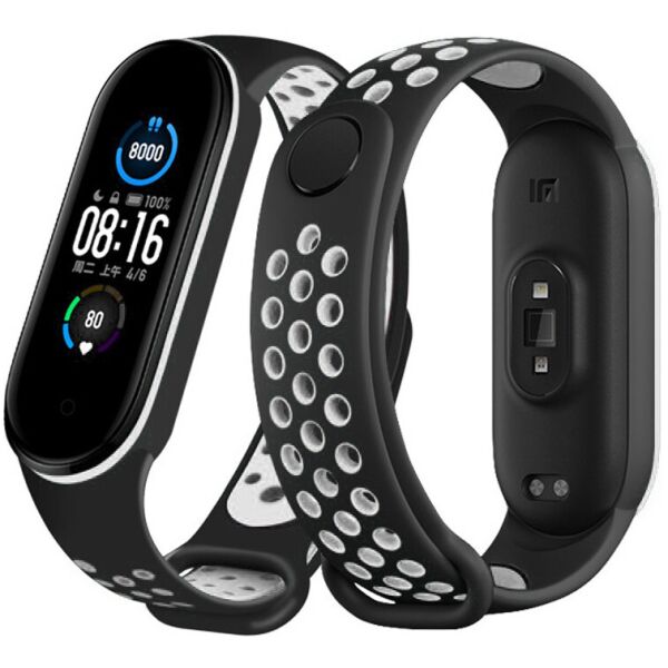 

Ремешок Double Color Strap для Xiaomi Mi Band 5 Black-White
