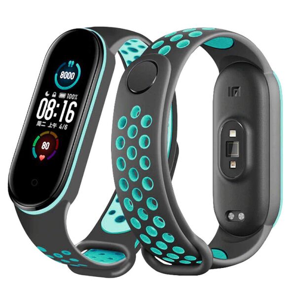 

Ремешок Double Color Strap для Xiaomi Mi Band 5 Grey-Green