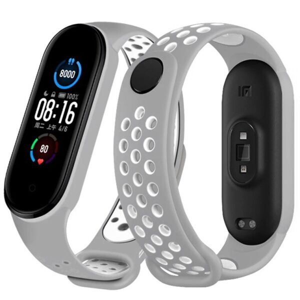 

Ремешок Double Color Strap для Xiaomi Mi Band 5 Grey-White