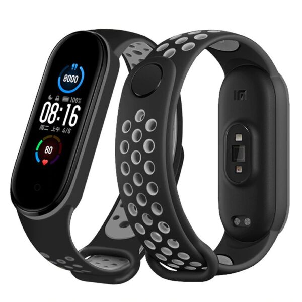 

Ремешок Double Color Strap для Xiaomi Mi Band 5 Black-Grey