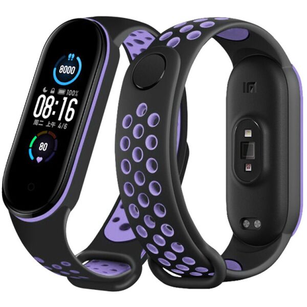 

Ремешок Double Color Strap для Xiaomi Mi Band 5 Black-Lilac
