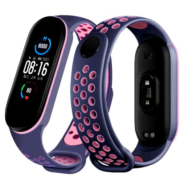 

Ремешок Double Color Strap для Xiaomi Mi Band 5 Blue-Rose