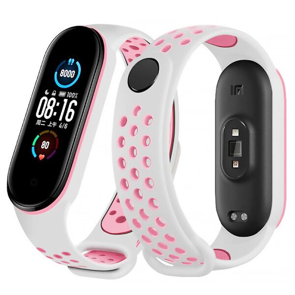 

Ремешок Double Color Strap для Xiaomi Mi Band 5 White-Rose