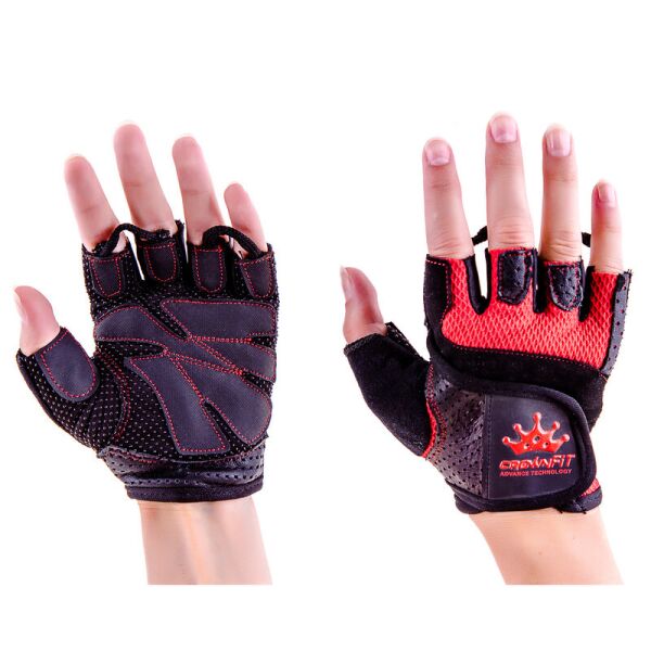 

Перчатки вело, фитнес CrownFit Grippy Nap, размер M, черно-красные, RX-04M