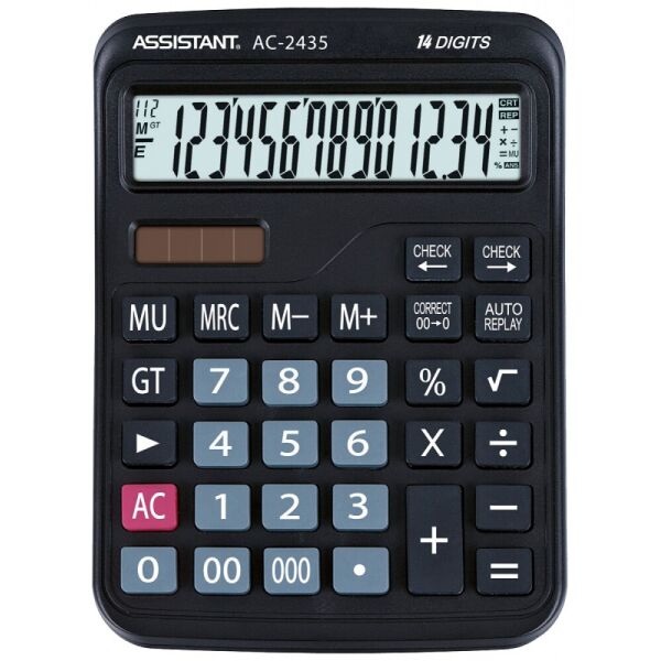 

Калькулятор ASSISTANT АС-2435 black 14 разрядов