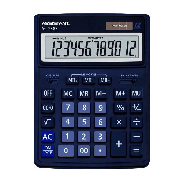 

Калькулятор ASSISTANT АС-2388 dark blue 12 разрядов