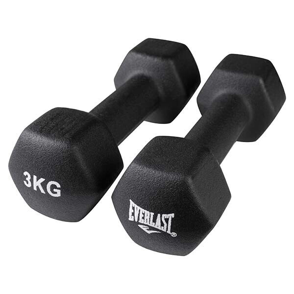

Гантели для фитнеса Everlast, 3кг х 2 шт, черные неоприновые