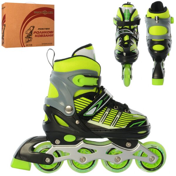 

Детские раздвижные роликовые коньки Profi Roller Skates Paint Черно-зеленый 35-38 размер на шнуровке