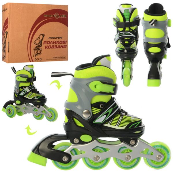 

Детские раздвижные ролики Profi Roller Skates Flex Зеленый 27-30 размер на шнуровке