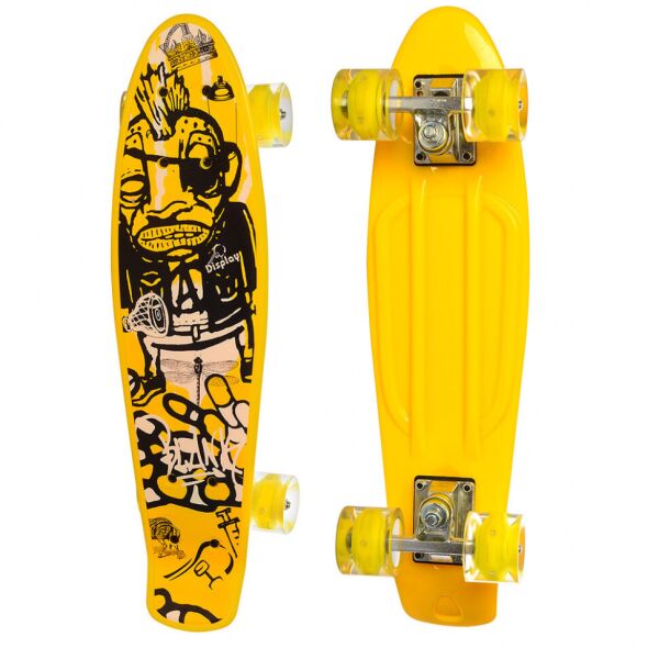 

Детский скейтборд Пенни борд Profi Colorful Penny Board Желтый с рисунком и светящимися колесами