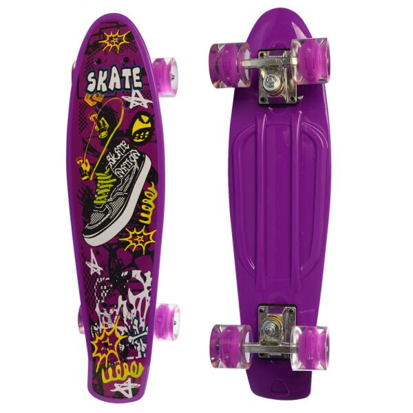 

Детский скейтборд Пенни борд Profi Colorful Penny Board Фиолетовый с рисунком и светящимися колесами