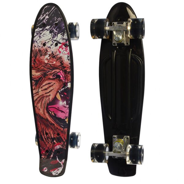 

Детский скейтборд Пенни борд Profi Colorful Penny Board Черный с рисунком и светящимися колесами